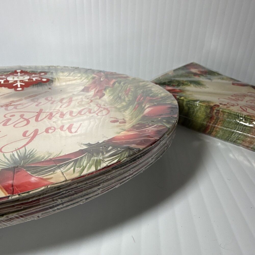 North Pole Print Shop Merry Christmas to You 48ct Paper Plates & Napkins - Picture 3 of 7